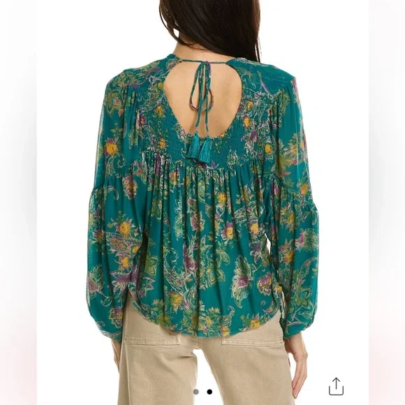 Free People Up For Anything Blouse in Emerald Combo, Size Small - Picture 11 of 17